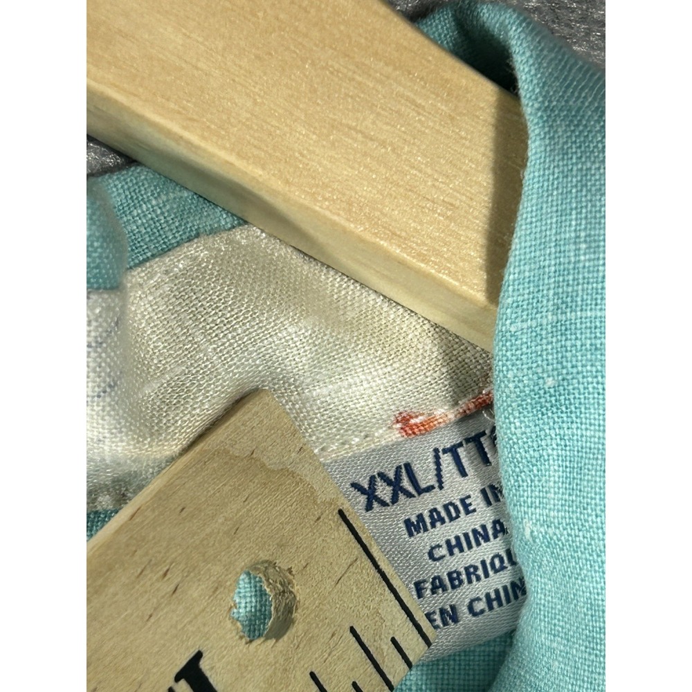 Tommy Bahama Men's 100% Linen Button Front Shirt Aqua Blue XXL Island Casual - Picture 6 of 7